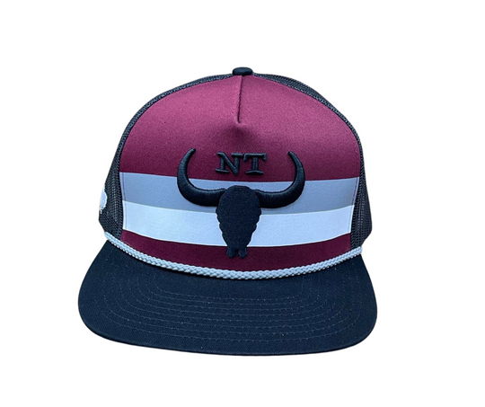 BBWS - Black/Maroon NT Flat Cap