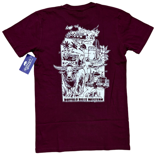 BBWS - Mens Burgundy NT Map Tee