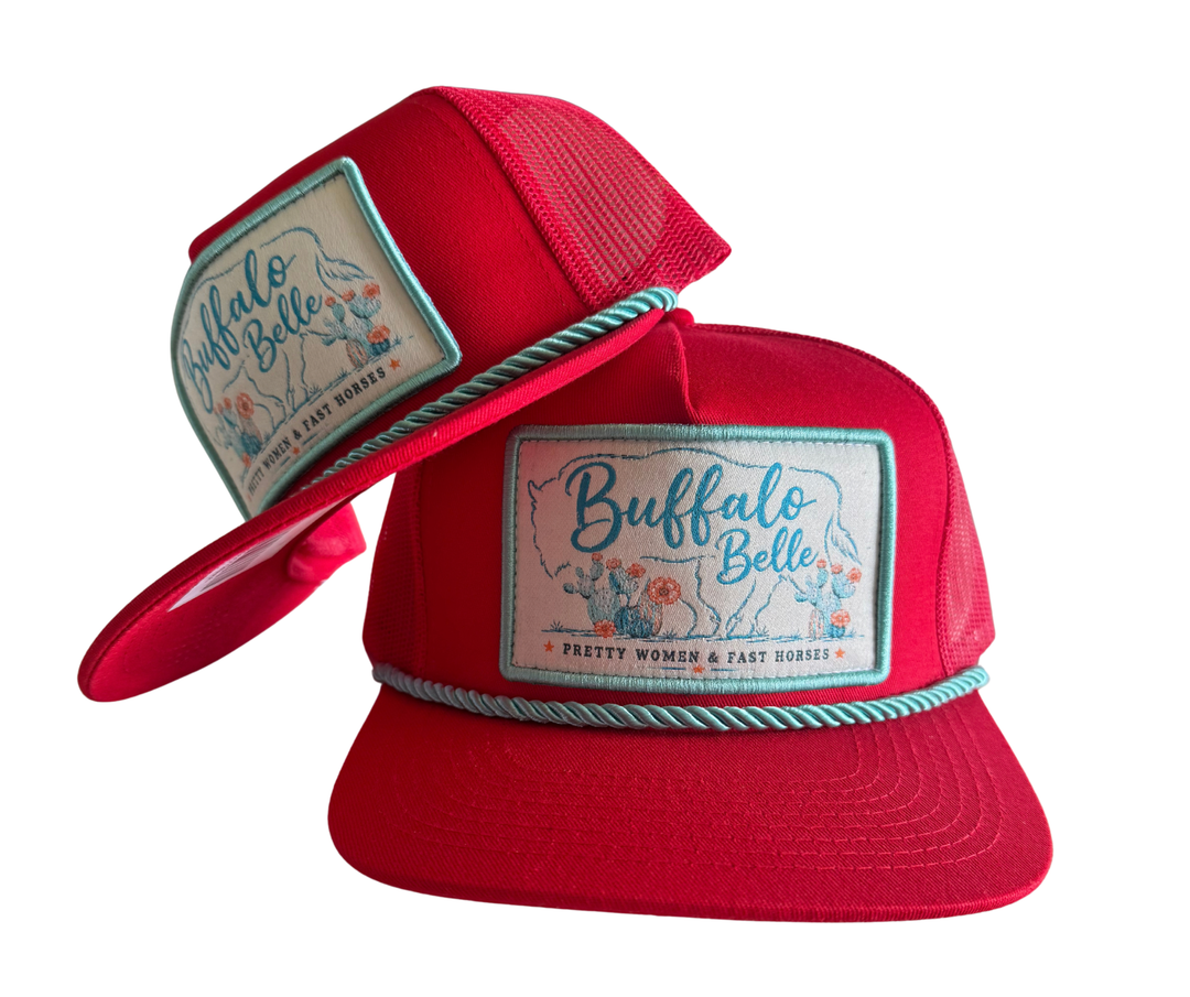 Buffalo Belle - Red Patch Flat Cap