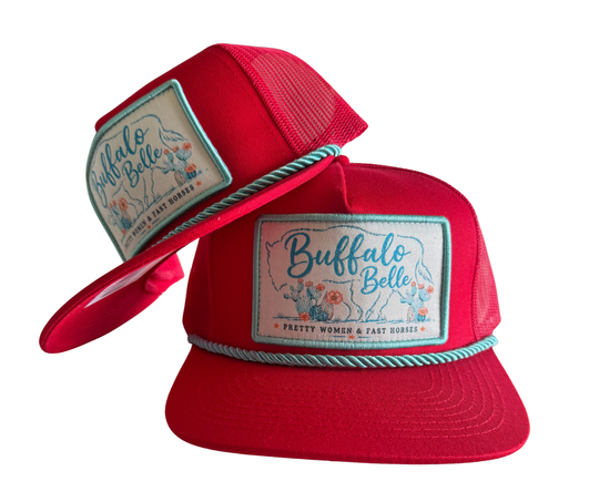 Buffalo Belle - Red Patch Flat Cap