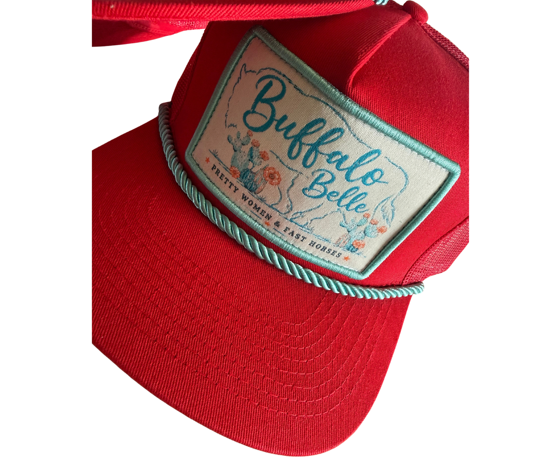 Buffalo Belle - Red Patch Flat Cap