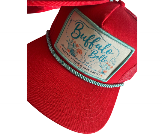 Buffalo Belle - Red Patch Flat Cap