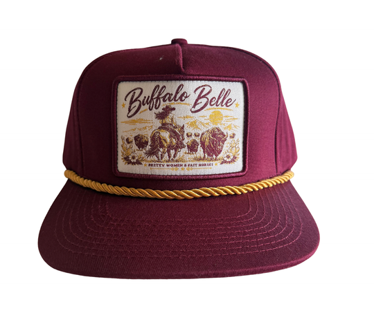 Buffalo Belle - Maroon Patch Flat Cap