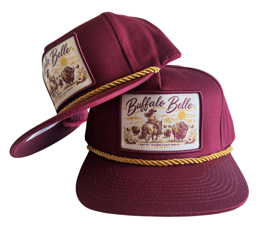 Buffalo Belle - Maroon Patch Flat Cap