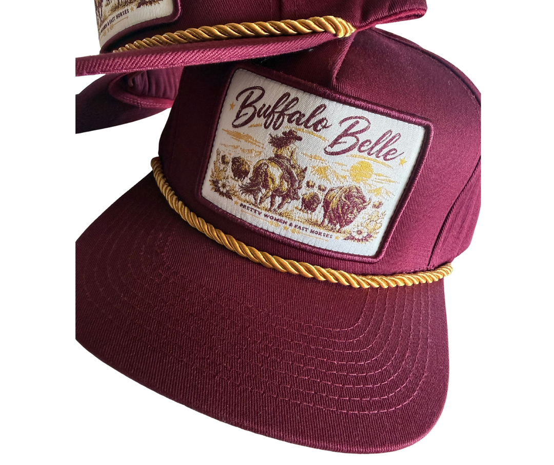 Buffalo Belle - Maroon Patch Flat Cap