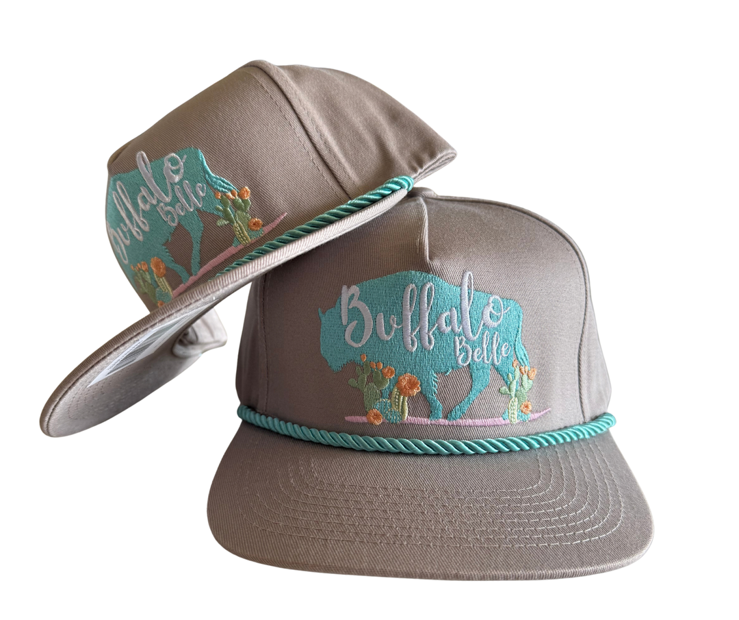 Buffalo Belle - Lt Grey Logo Flat Cap