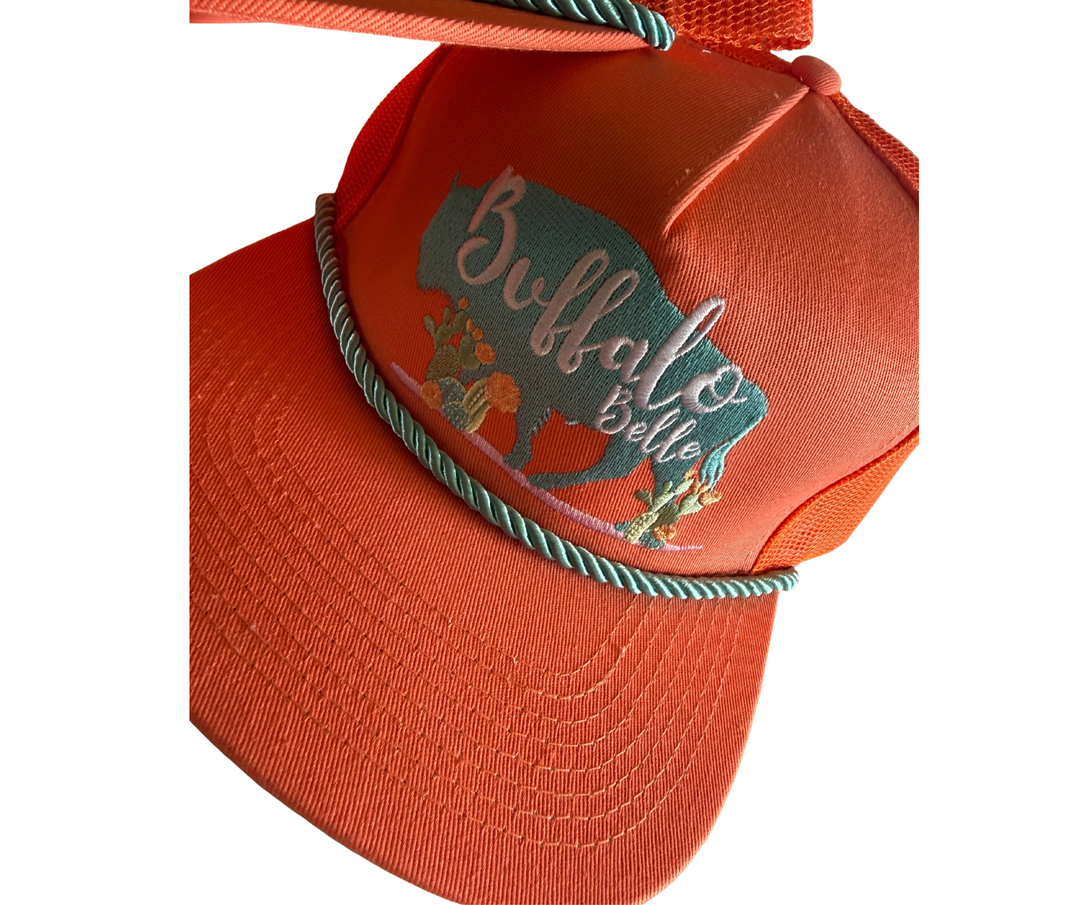 Buffalo Belle - Peach Logo Flat Cap