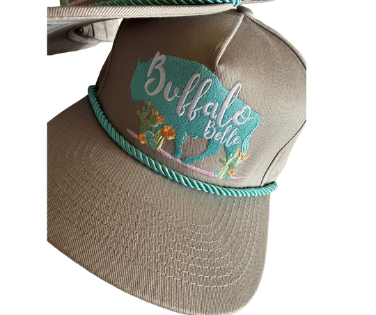 Buffalo Belle - Lt Grey Logo Flat Cap