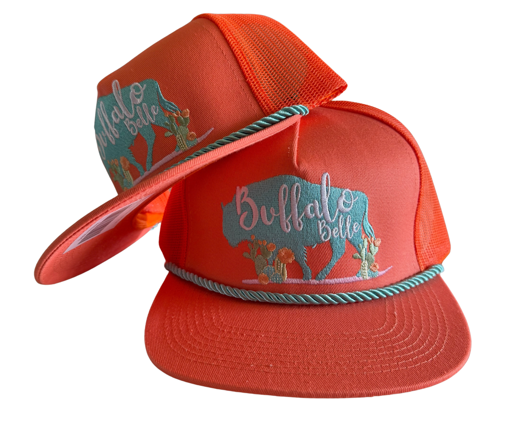 Buffalo Belle - Peach Logo Flat Cap