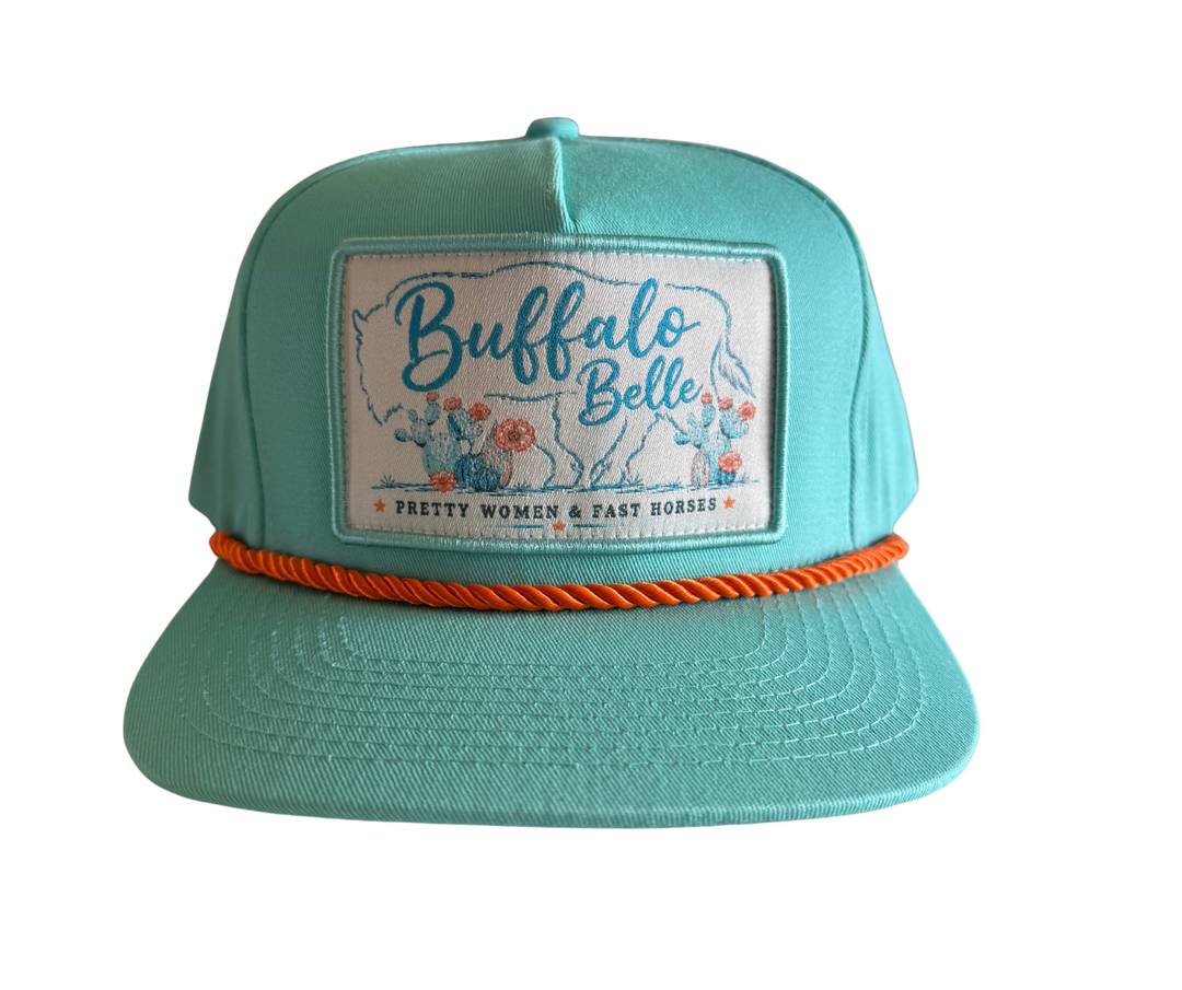 Buffalo Belle - Teal Patch Flat Cap