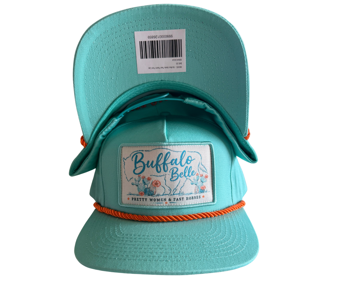 Buffalo Belle - Teal Patch Flat Cap