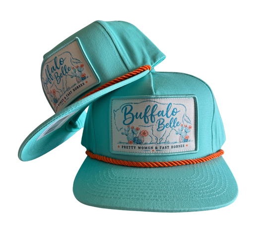 Buffalo Belle - Teal Patch Flat Cap