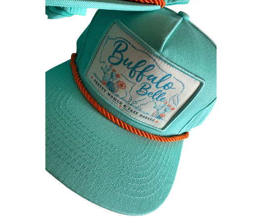 Buffalo Belle - Teal Patch Flat Cap