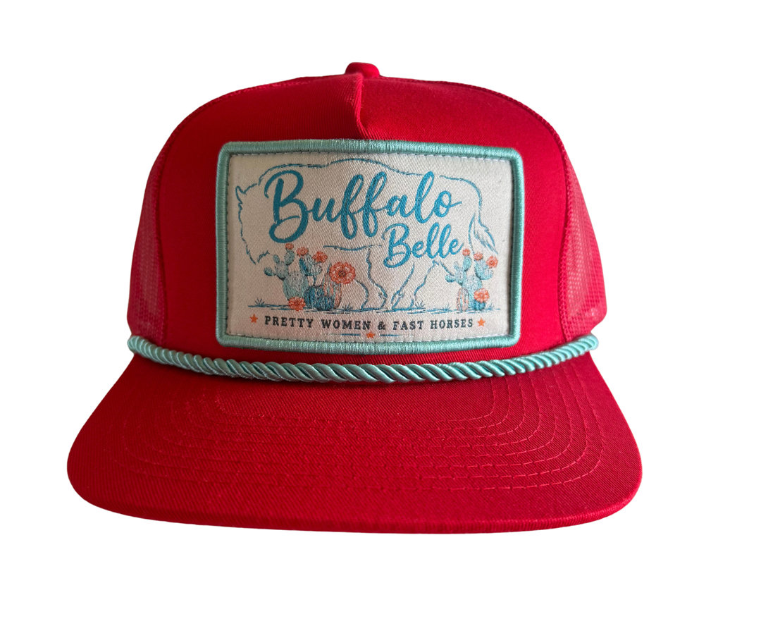 Buffalo Belle - Red Patch Flat Cap