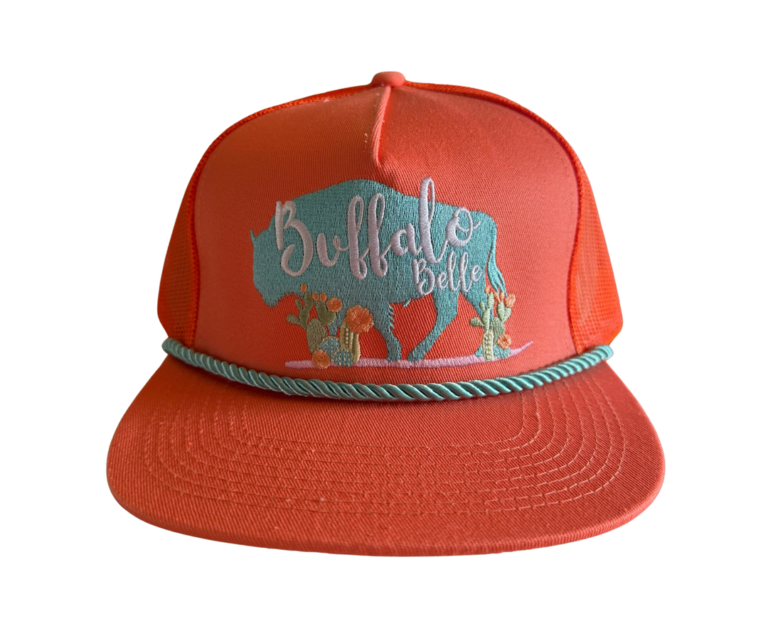 Buffalo Belle - Peach Logo Flat Cap