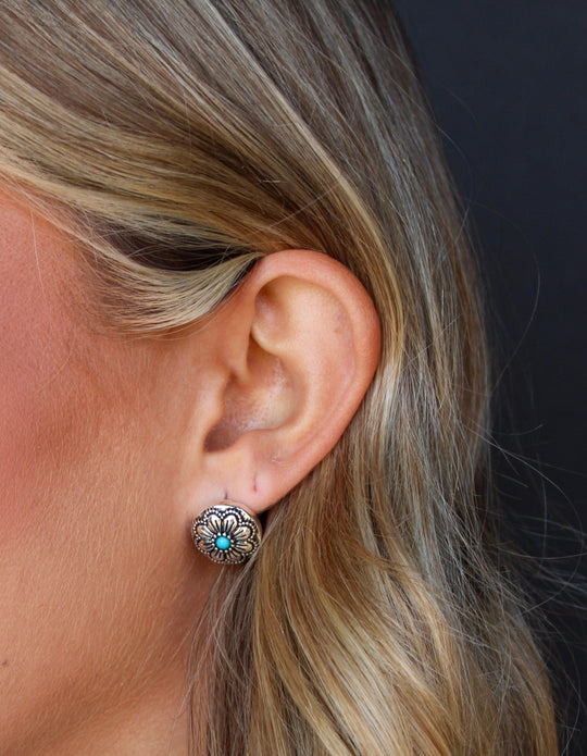 West & Co - Cassidy Flower Concho/Turquoise Earrings