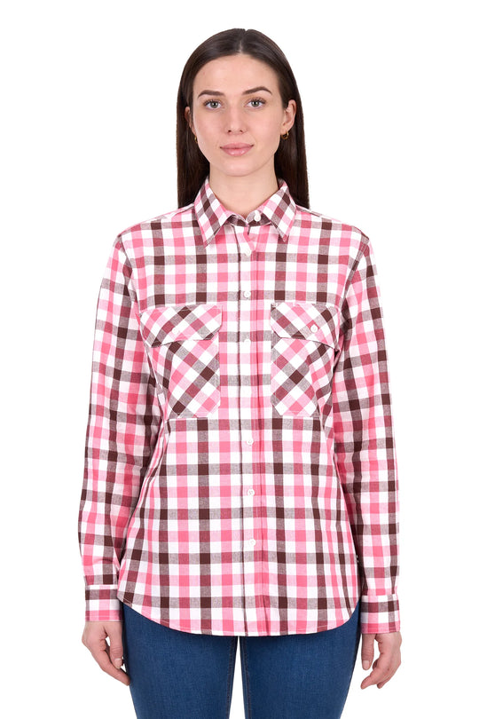 Hard Slog - Womens Rachel Pink Full PLKT LS Shirt
