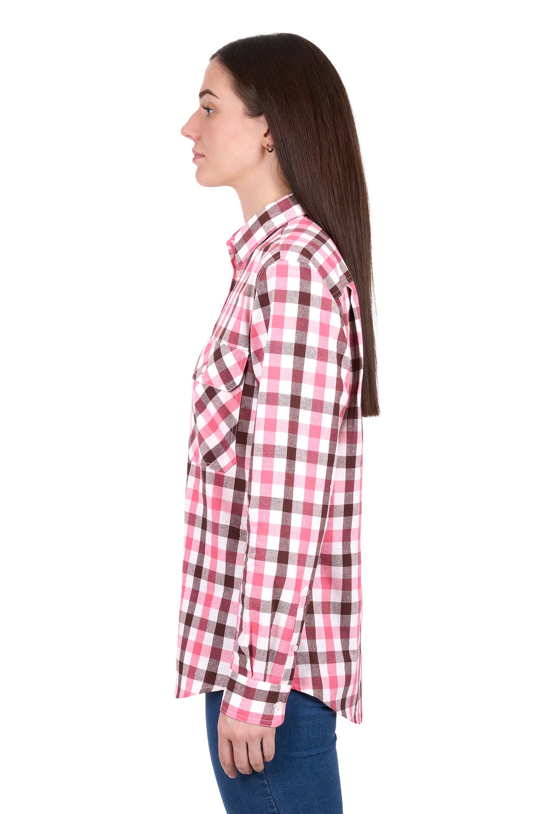 Hard Slog - Womens Rachel Pink Full PLKT LS Shirt