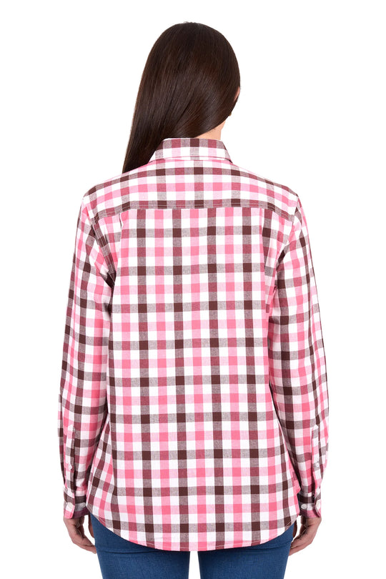 Hard Slog - Womens Rachel Pink Full PLKT LS Shirt
