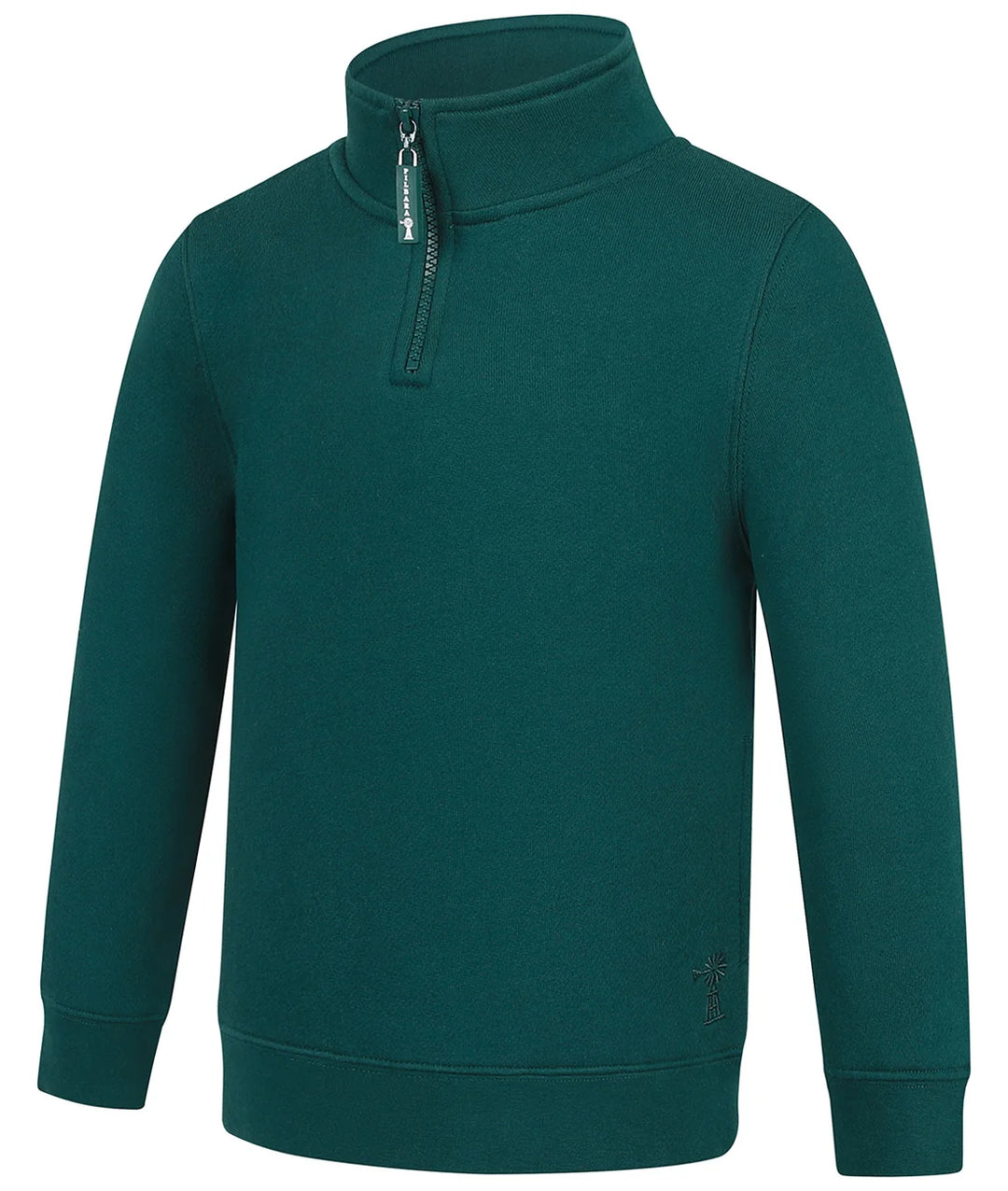 Pilbara - Kids Zipped Closed Front Fleece Pullover Forest Green