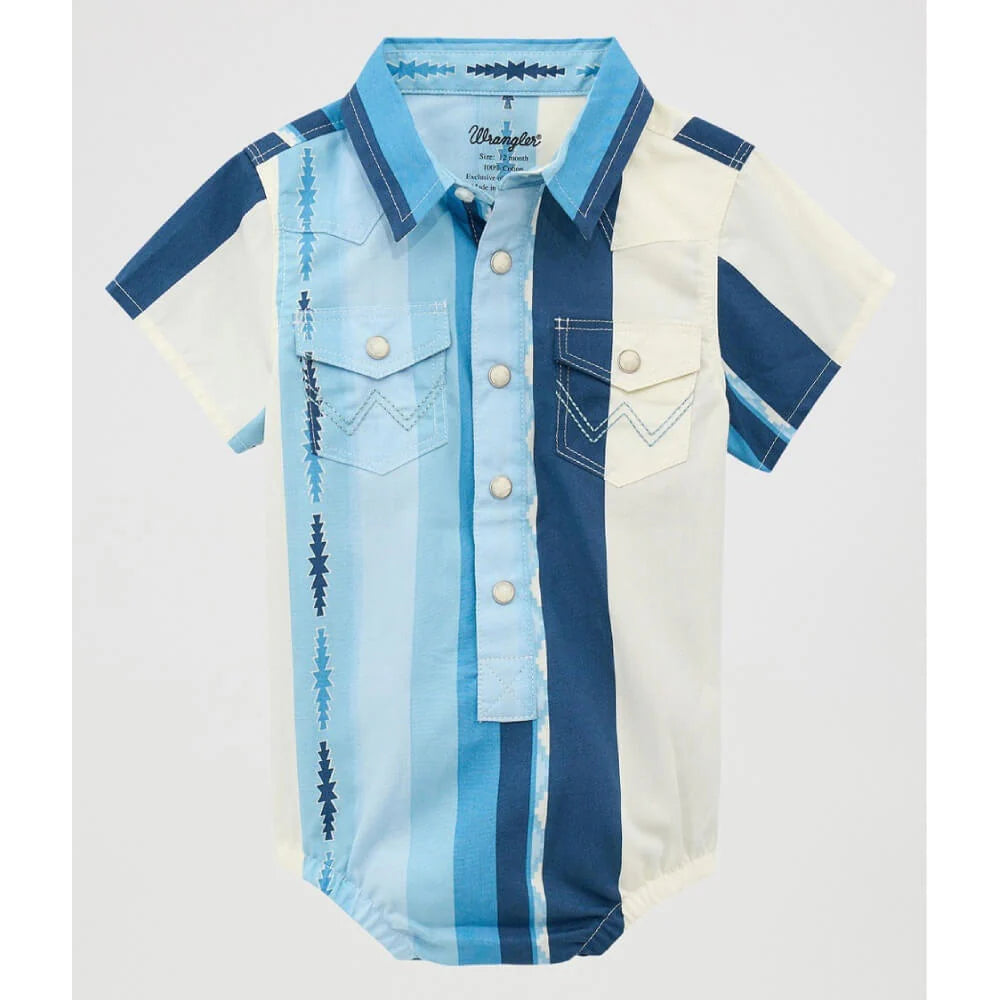 Wrangler - Baby Boys Stripe Onesie Blue/White