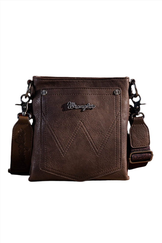 Wrangler - Chocolate Floral Embossed Crossbody Bag