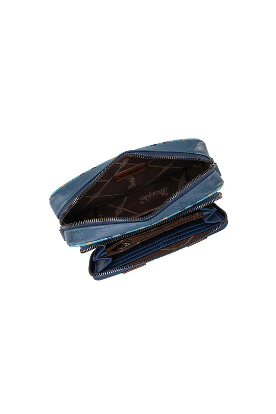 Wrangler - Navy Southwestern Crossbody Wallet Bag