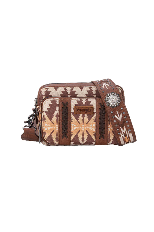 Wrangler - Coffee Southwestern Crossbody Wallet Bag