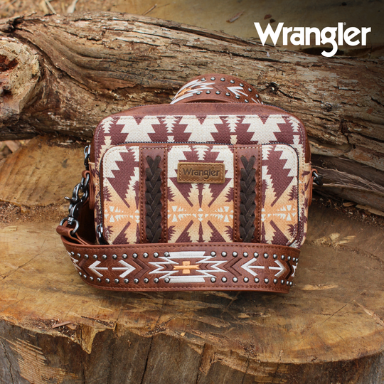 Wrangler - Coffee Southwestern Crossbody Wallet Bag