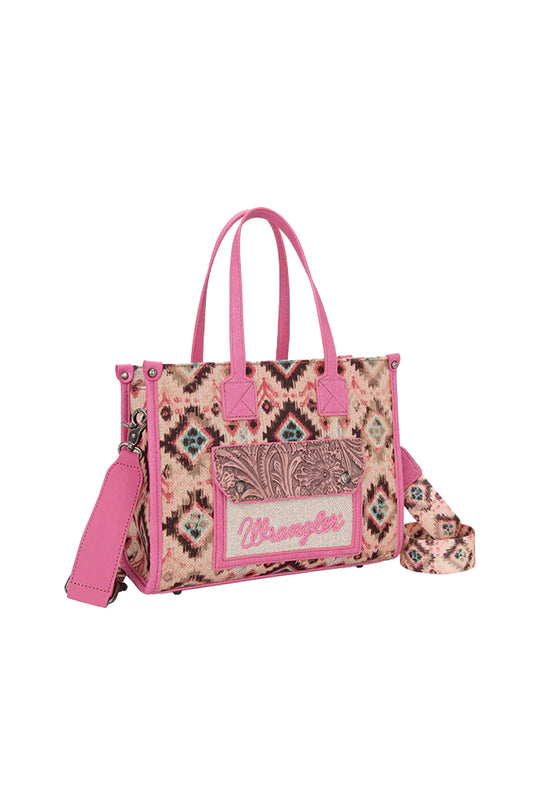 Wrangler - Pink Aztec Crossbody Tote Bag