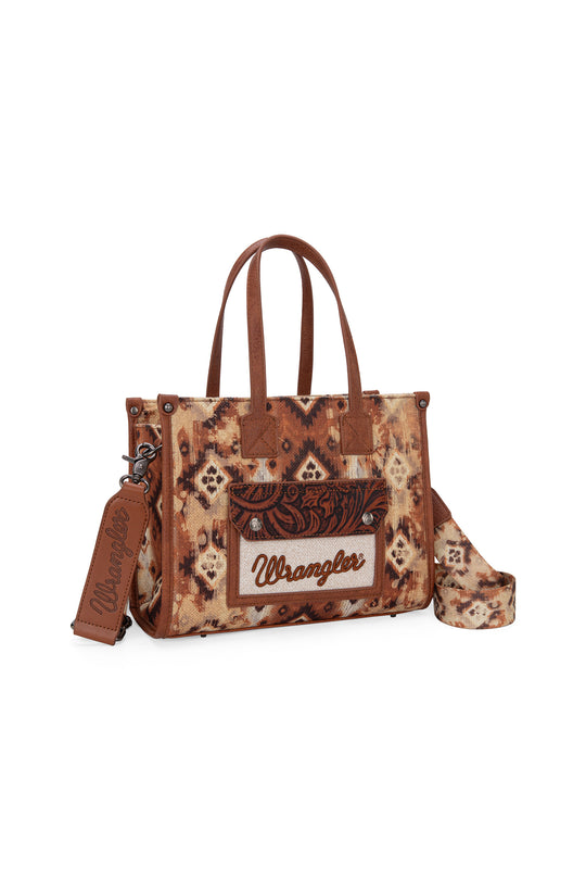 Wrangler - Tan Aztec Crossbody Tote Bag