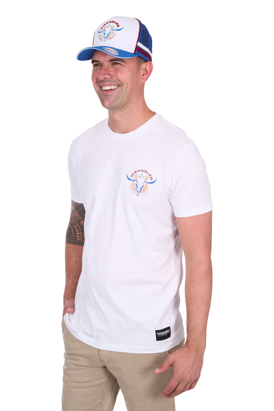 Wrangler - Mens White Henry Tee
