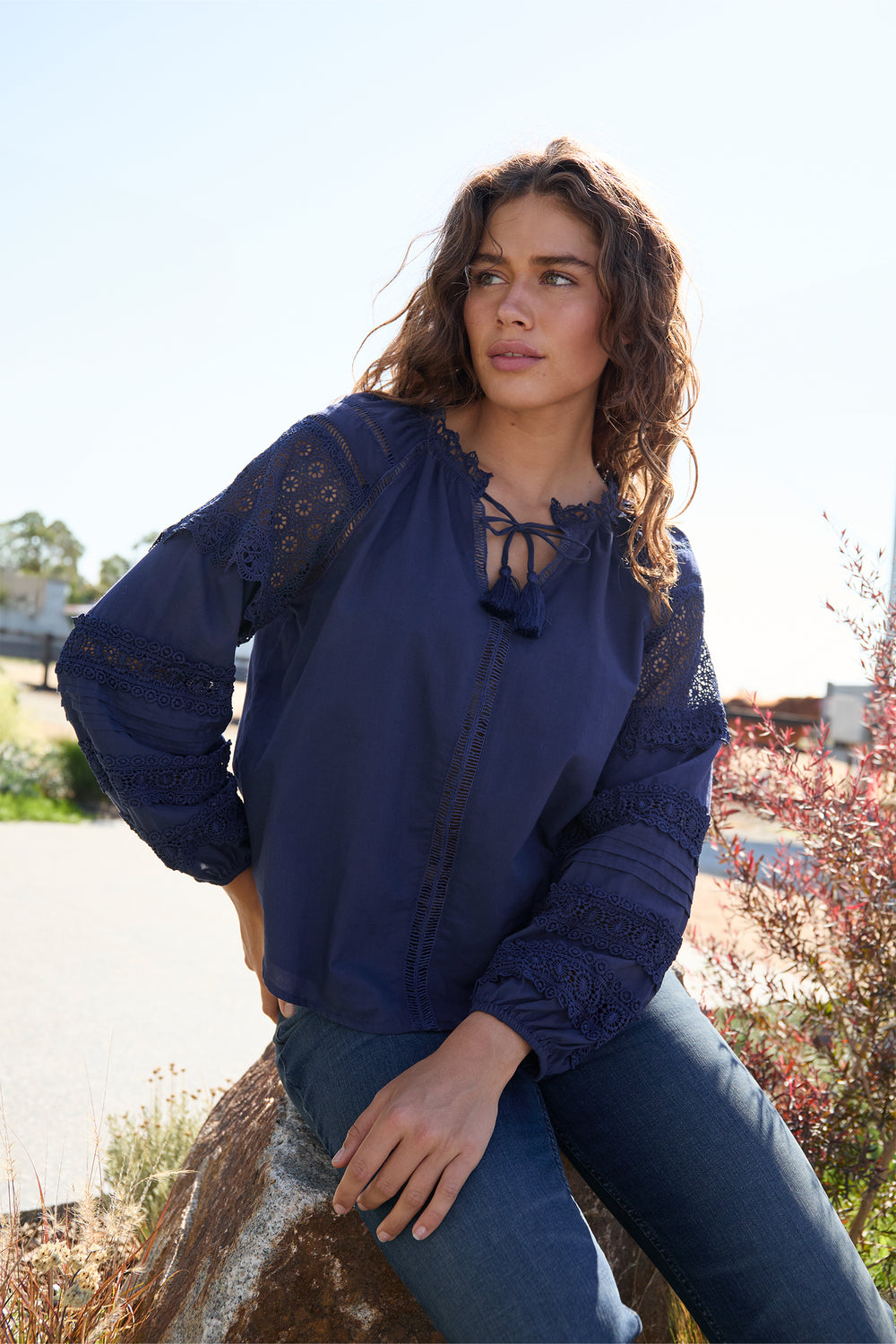 Wrangler - Womens Tamara Navy Blouse