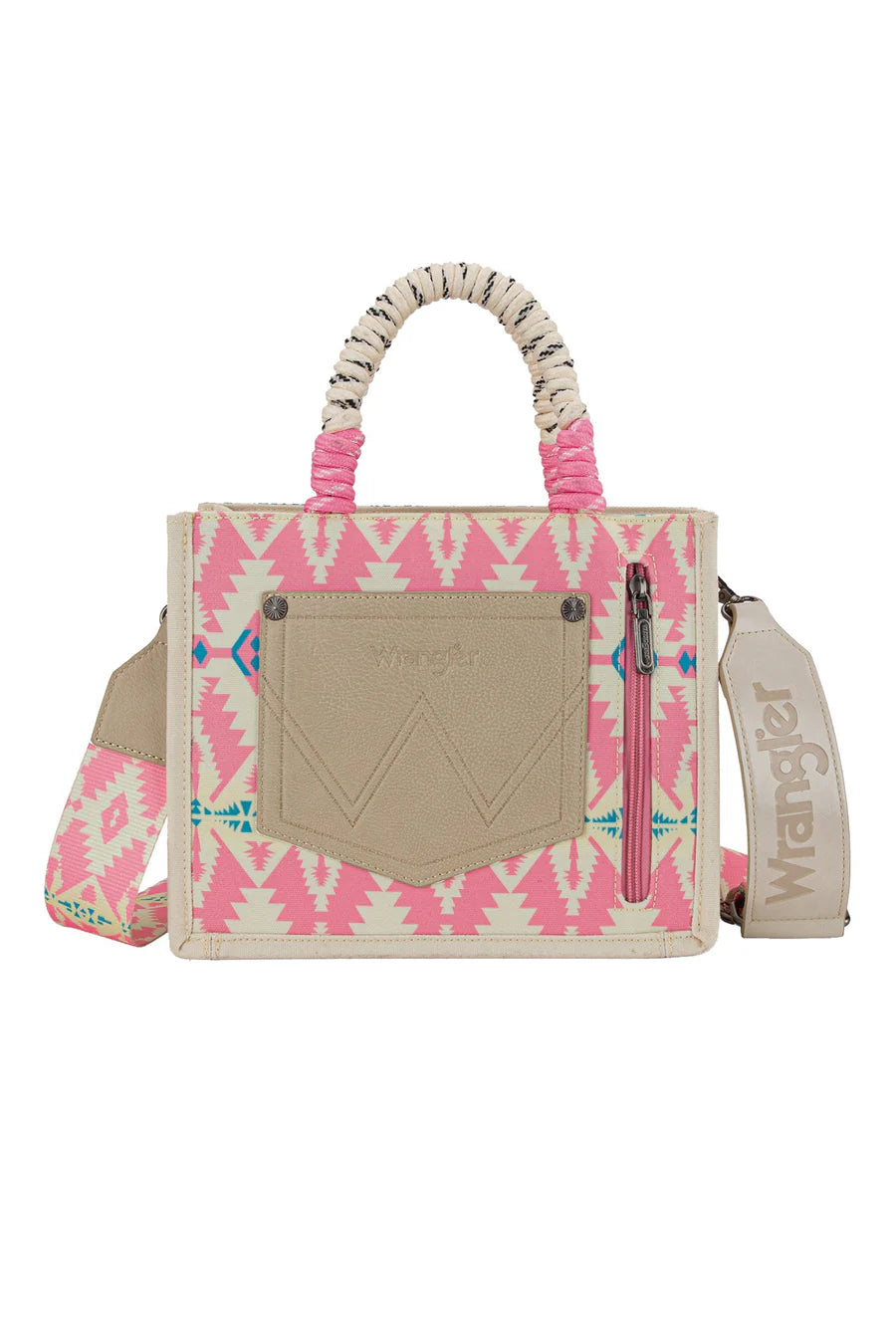 Wrangler - Southwestern Rope Handle Bag- Pink