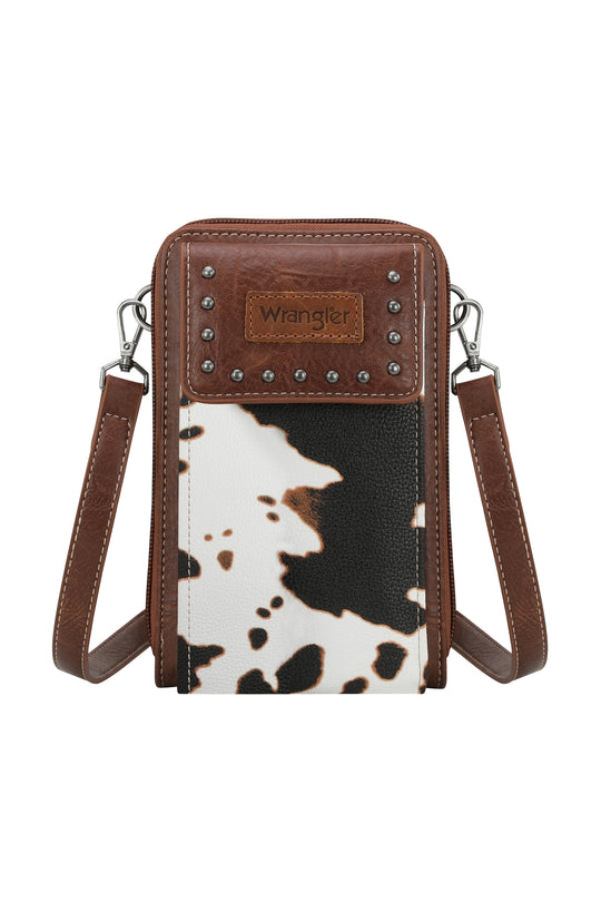 Wrangler - Cow Print Phone Wallet Bag - Dark Tan