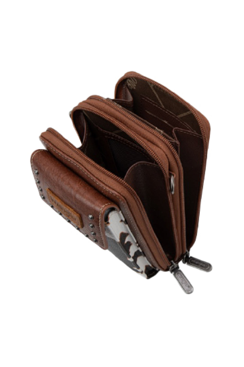 Wrangler - Cow Print Phone Wallet Bag - Dark Tan