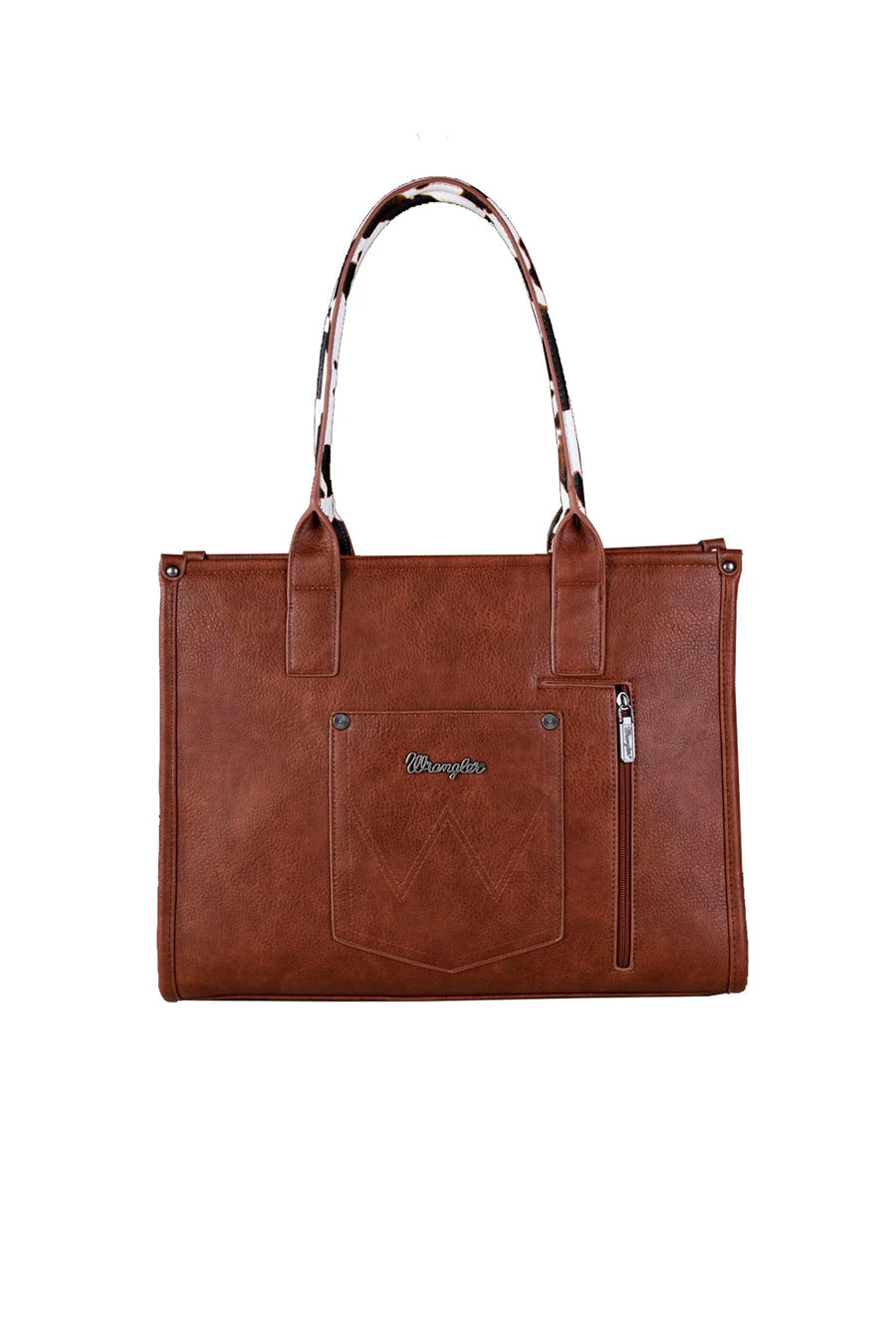 Wrangler - Cow Print Tote Bag- Dark Tan