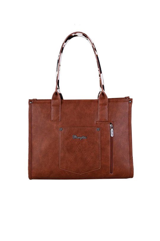 Wrangler - Cow Print Tote Bag- Dark Tan