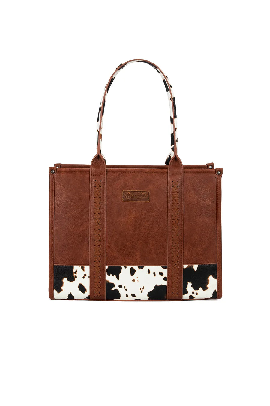 Wrangler - Cow Print Tote Bag- Dark Tan