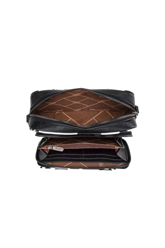 Wrangler - Cow Print Small Crossbody Bag-Black