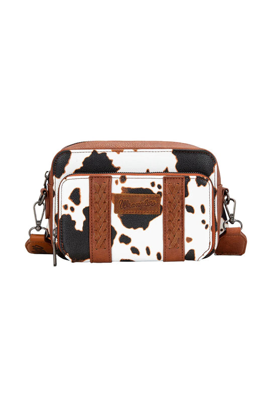 Wrangler - Cow Print Small Crossbody Bag-Dark Tan
