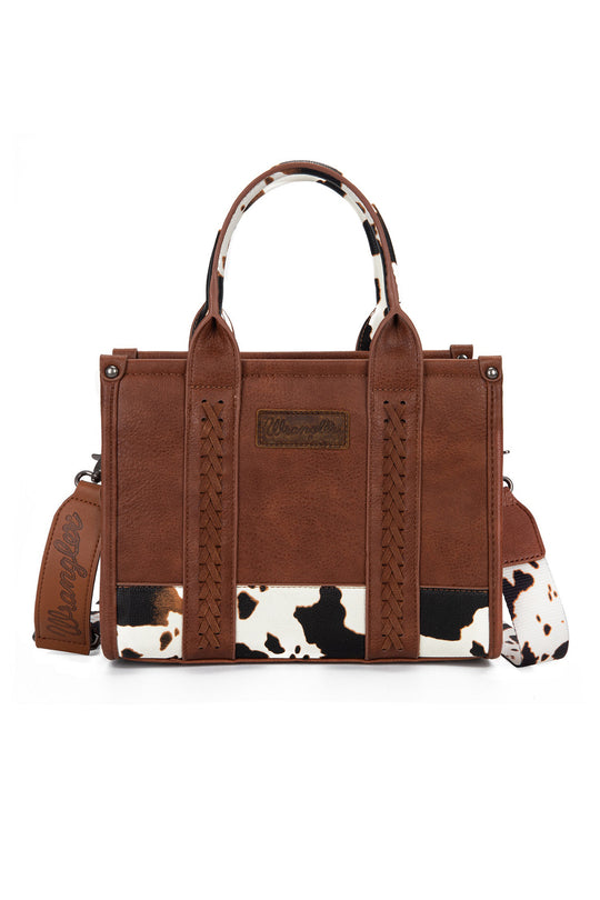 Wrangler - Cow Print Crossbody Bag - Dark Tan