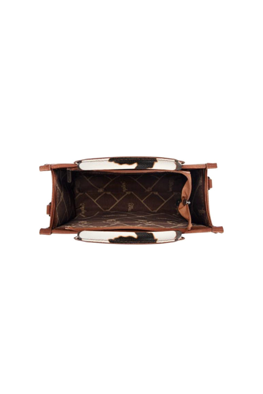 Wrangler - Cow Print Crossbody Bag - Dark Tan