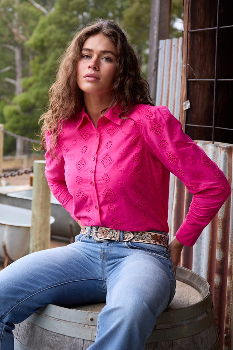 Wrangler - Womens Pink Fleur Long Sleeve Shirt