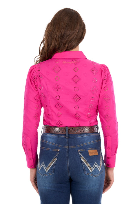Wrangler - Womens Pink Fleur Long Sleeve Shirt