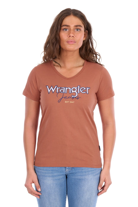 Wrangler - Womens Copper Maya V-Neck Tee