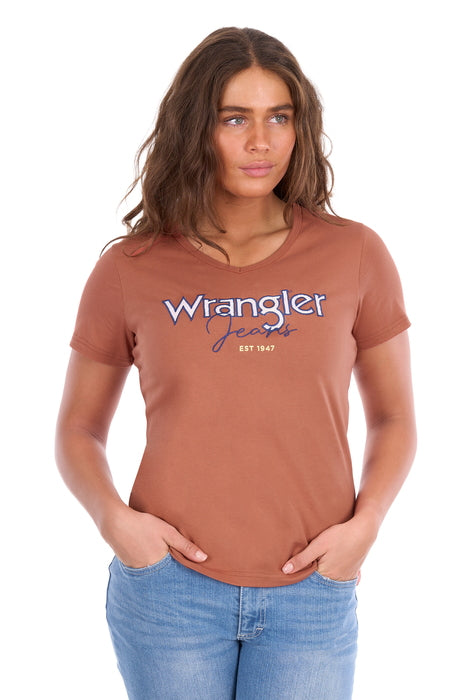 Wrangler - Womens Copper Maya V-Neck Tee