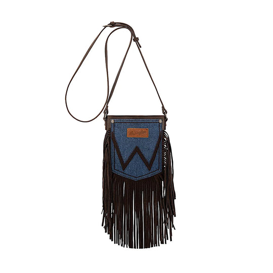 Wrangler - Denim Pocket Fringe Bag- Chocolate