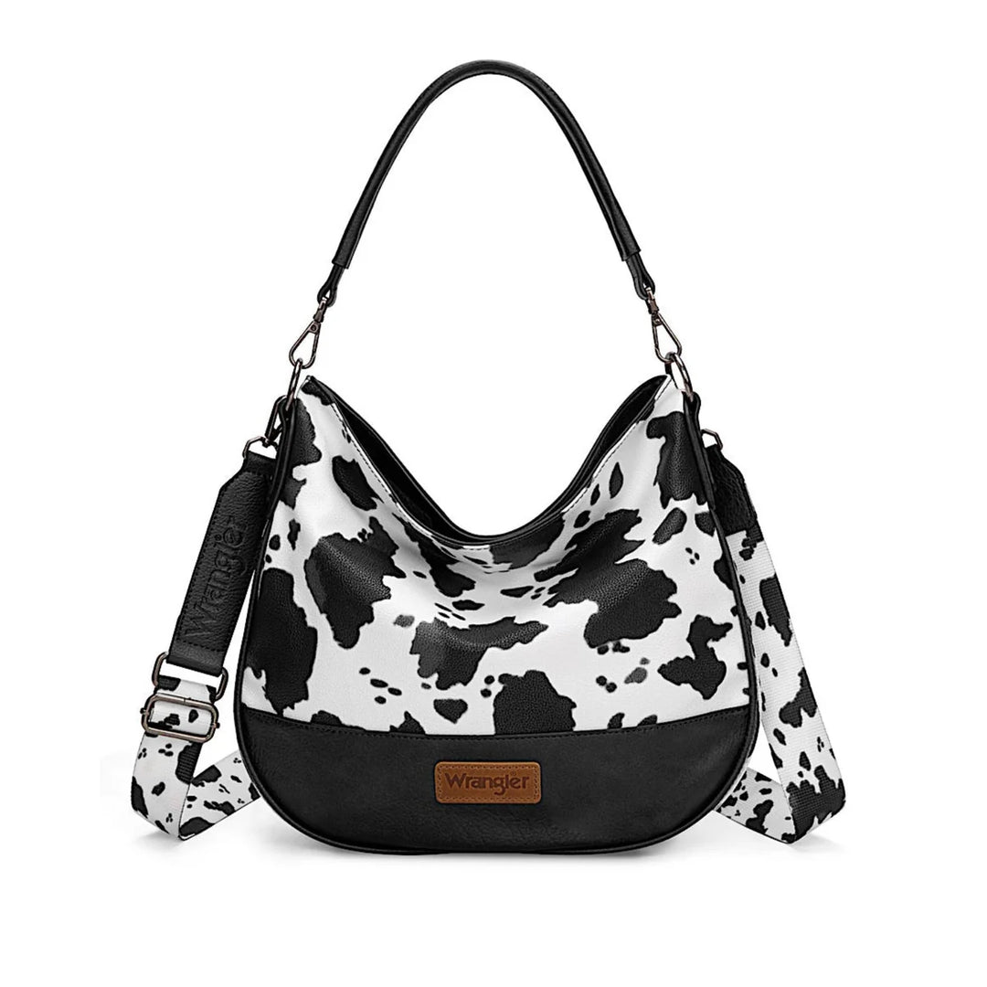 Wrangler -Animal Print Slouch Bag - Black