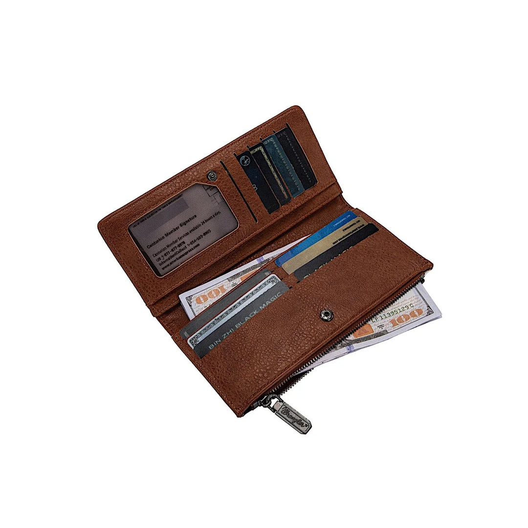 Wrangler - Cow Print Slim Wallet - Tan